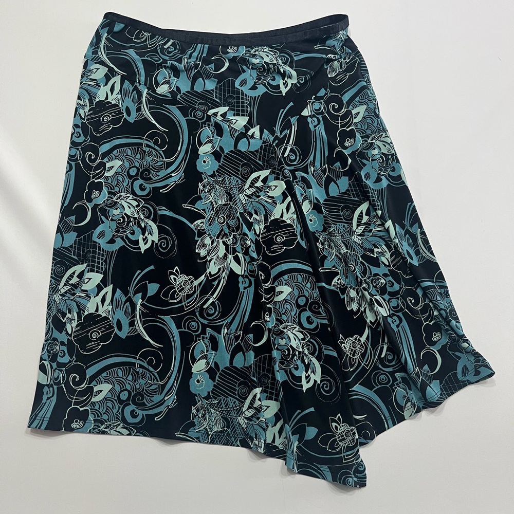 Merona Womens Medium Blue Floral Knee Length Skirt Y2K‎